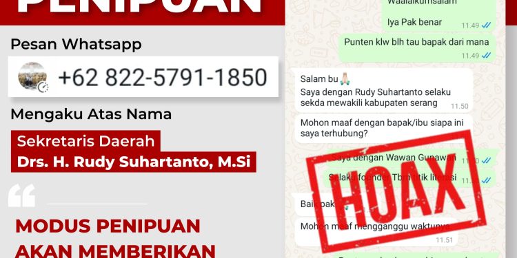 Waspada! Penipuan Mengatasnamakan Pj Sekda Kabupaten Serang